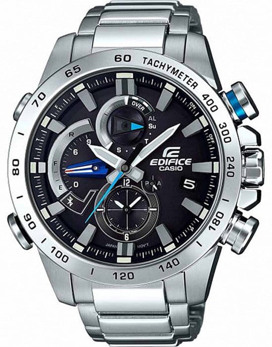 Casio Casio Edifice EQB-800D-1A EQB EQB-800D-1A кварцевые мужские часы черный циферблат, браслет нержавеющая сталь — вид спереди