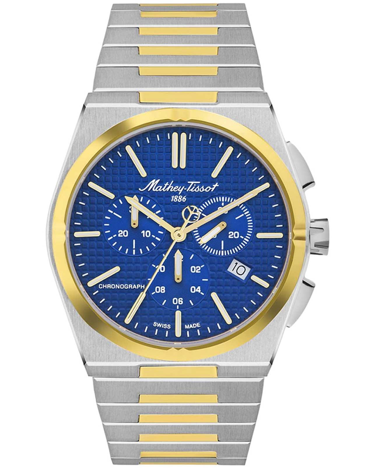 Mathey-Tissot Mathey-Tissot Zoltan H117CHBBU  H117CHBBU кварцевые мужские часы синий циферблат, браслет нержавеющая сталь с pvd-покрытием — вид спереди