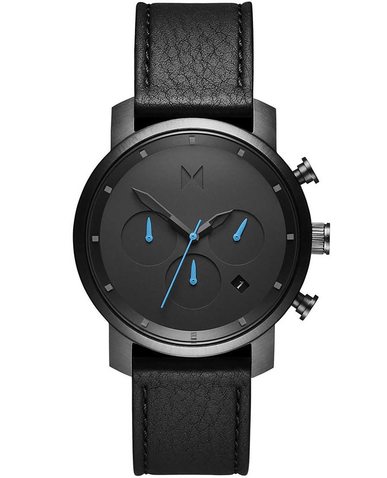 MVMT MVMT CHRONO D-MC02-GUBL  D-MC02-GUBL кварцевые мужские часы черный циферблат, браслет кожаный — вид спереди