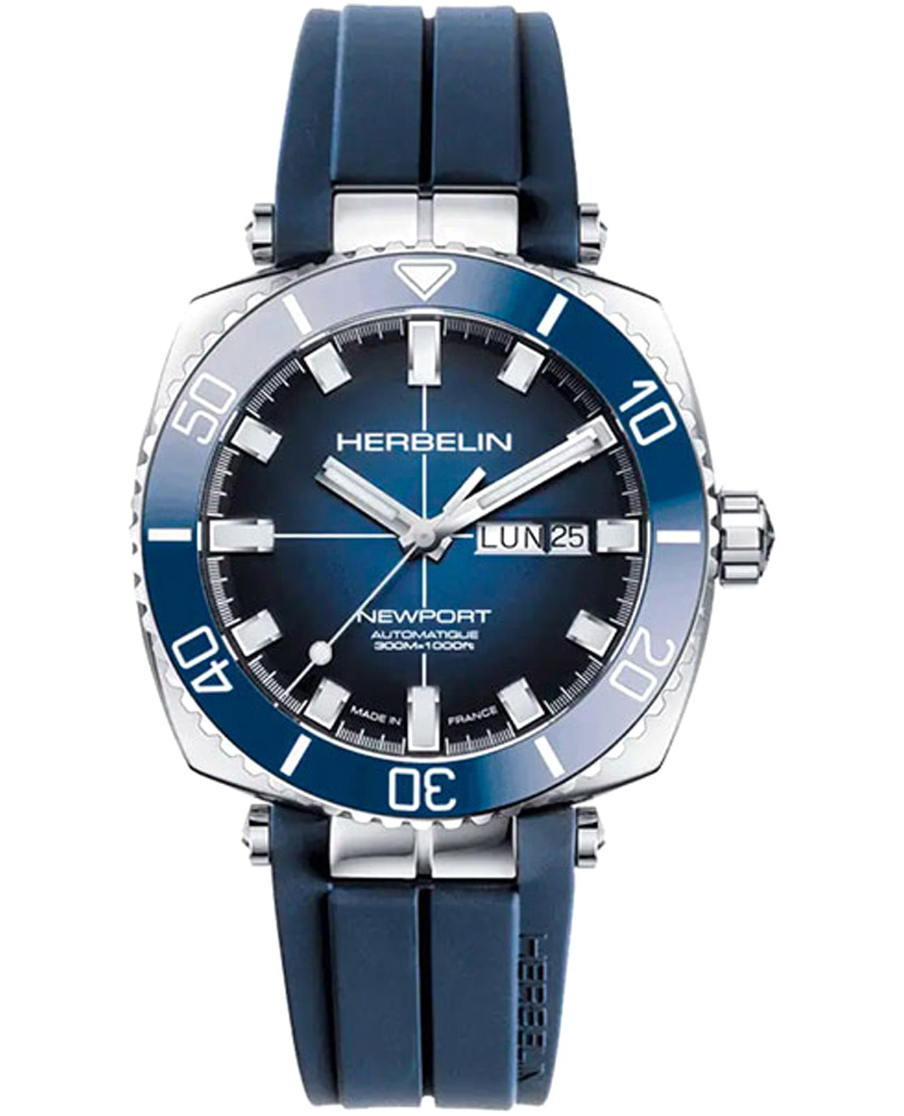 Herbelin Herbelin Newport 1774BL15CB  1774BL15CB механические мужские часы синий циферблат, браслет каучук — вид спереди
