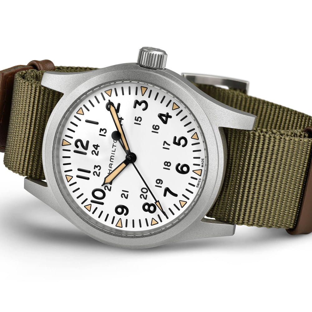 Hamilton Hamilton Khaki Field Mechanical 42mm H69529913, khaki field швейцария мужские часы на браслете тканевый боковой вид