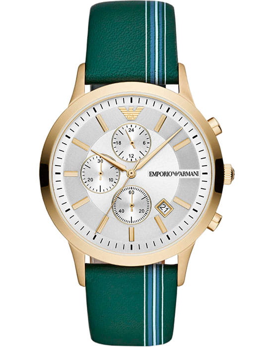 Emporio Armani Emporio Armani AR11233  AR11233 кварцевые мужские часы серый циферблат, браслет кожаный — вид спереди