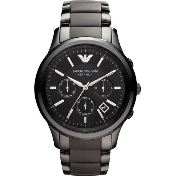 Emporio Armani Emporio Armani AR1452  AR1452 кварцевые мужские часы черный циферблат, браслет  — вид спереди