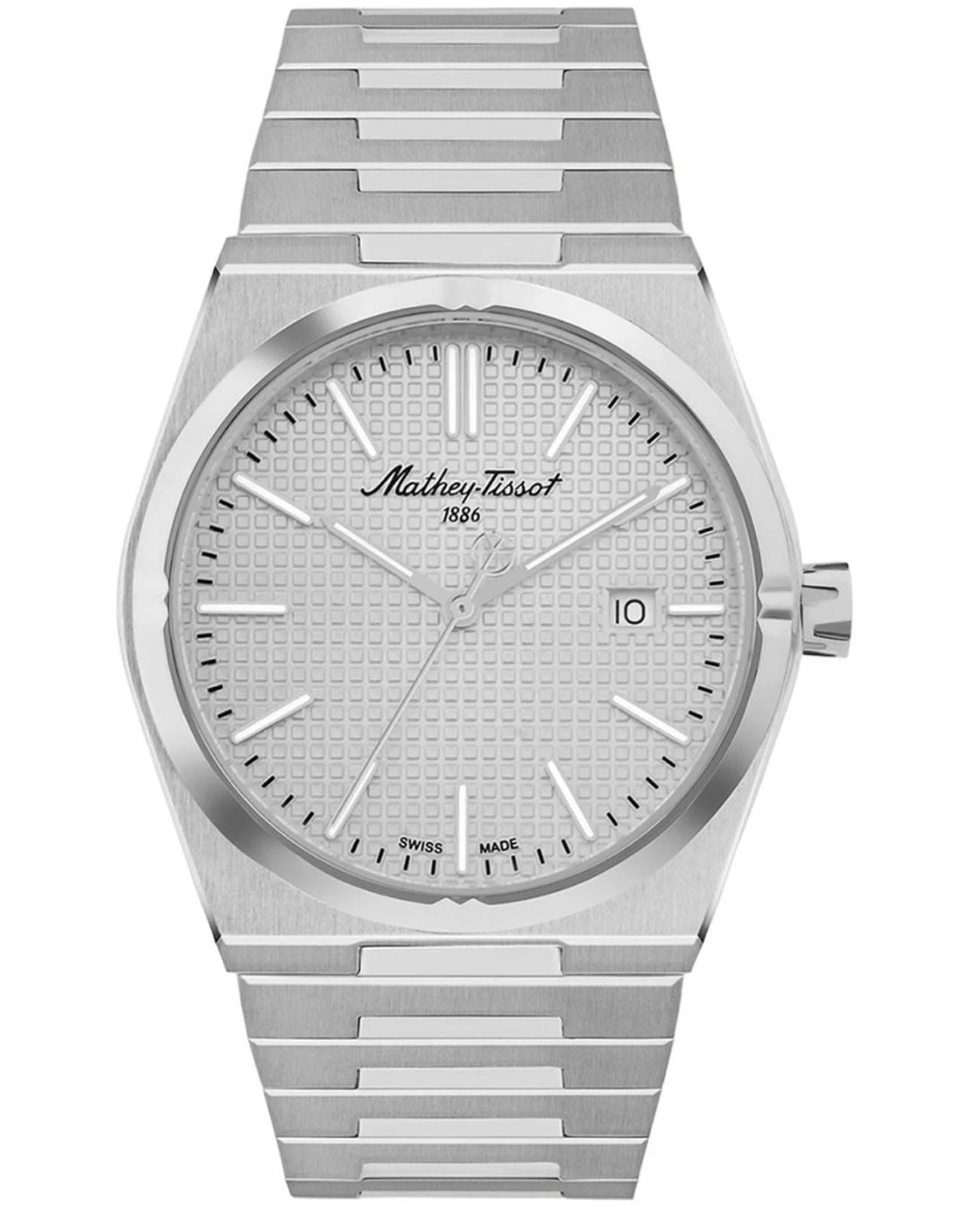 Mathey-Tissot Mathey-Tissot Zoltan H117AS  H117AS кварцевые мужские часы серебристый циферблат, браслет нержавеющая сталь — вид спереди