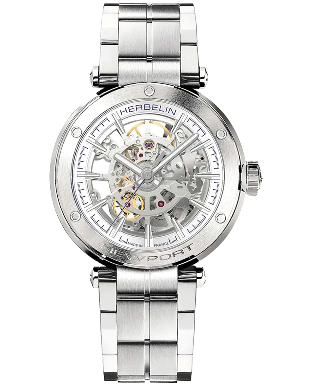 Herbelin Herbelin Newport 1868BSQ12  1868BSQ12 механические мужские часы серебристый циферблат, браслет нержавеющая сталь — вид спереди