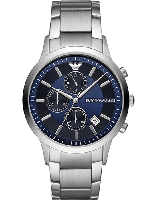 Emporio Armani Emporio Armani AR11164  AR11164 кварцевые мужские часы синий циферблат, браслет нержавеющая сталь — вид спереди