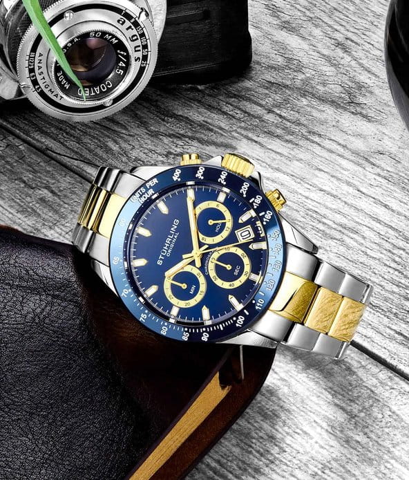 Stuhrling Stuhrling Monaco 3960.6,  сша мужские часы на браслете нержавеющая сталь с pvd-покрытием боковой вид