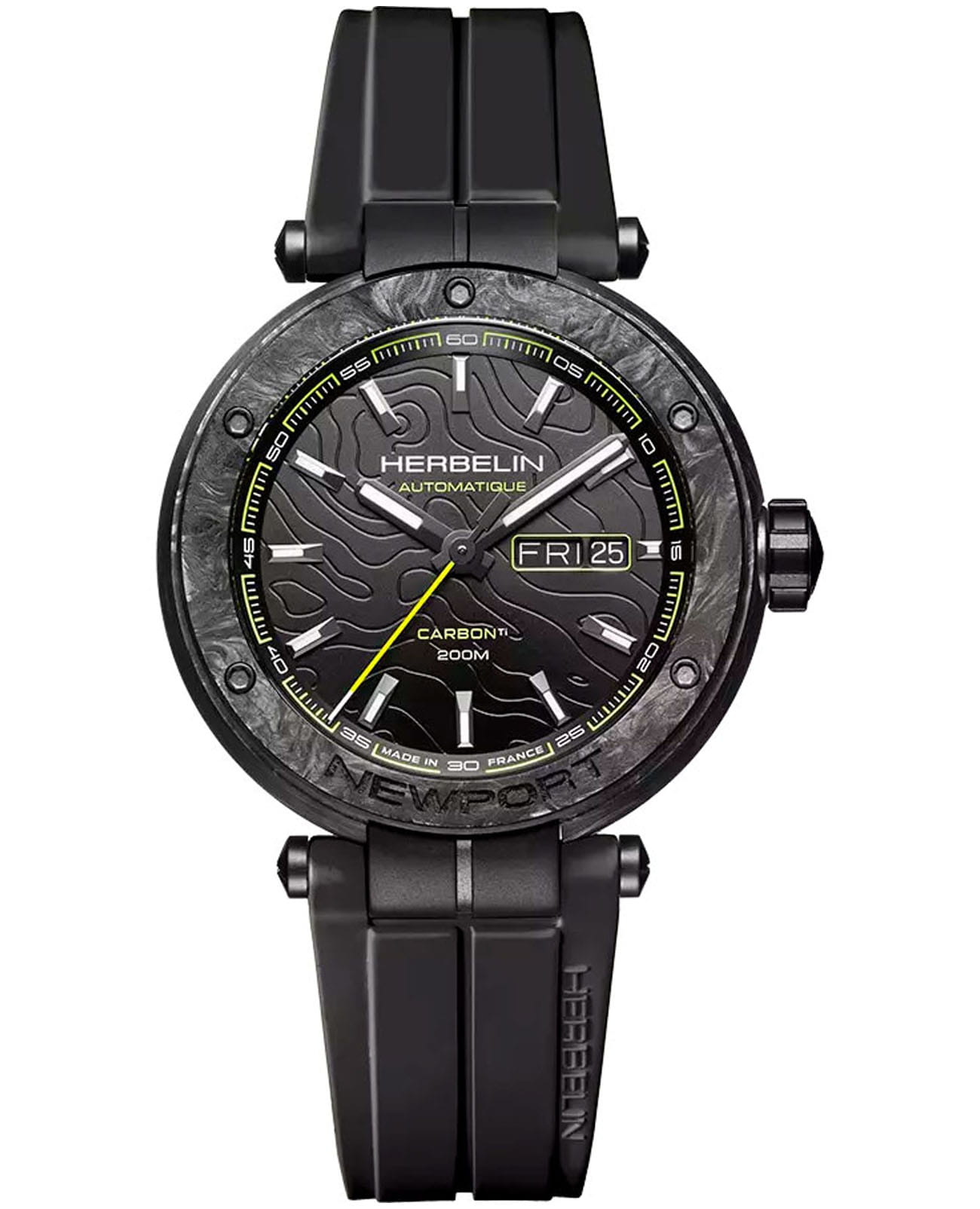 Herbelin Herbelin Newport 1788CTN14CA  1788CTN14CA механические мужские часы черный циферблат, браслет каучук — вид спереди