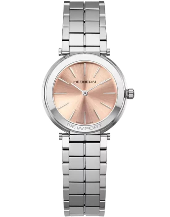 Herbelin Herbelin Newport Slim 16922B18  16922B18 кварцевые женские часы розовый циферблат, браслет нержавеющая сталь — вид спереди