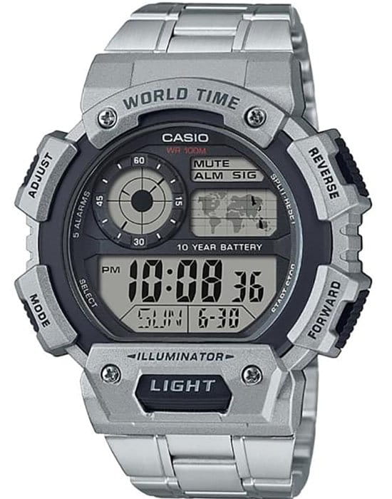 Casio Casio Collection AE-1400WHD-1AVDF (AE-1400WHD-1A)  AE-1400WHD-1A кварцевые мужские часы серый циферблат, браслет нержавеющая сталь — вид спереди