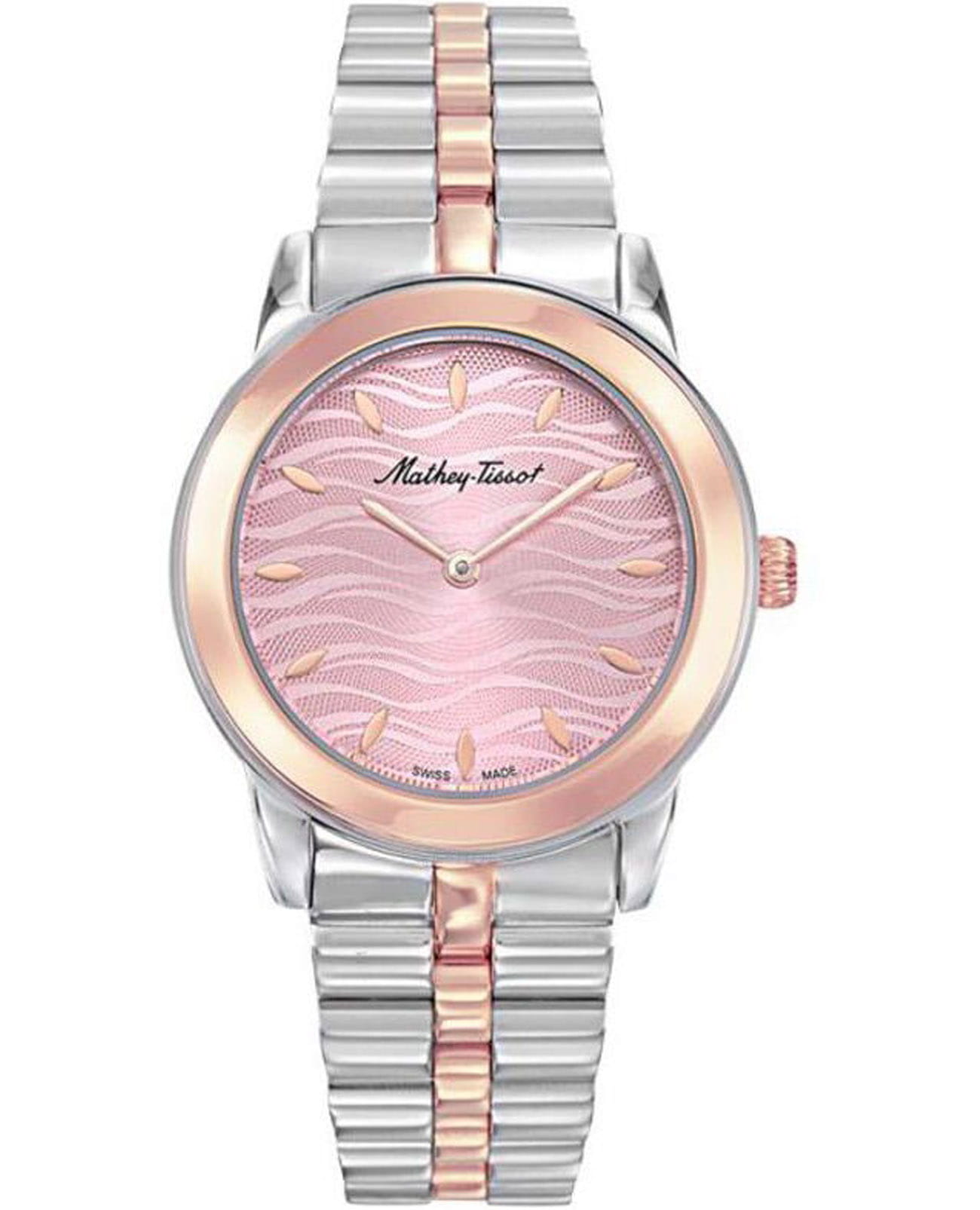 Mathey-Tissot Mathey-Tissot Artemis D10860BPK  D10860BPK кварцевые женские часы розовый циферблат, браслет нержавеющая сталь с pvd-покрытием — вид спереди