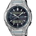 Casio Casio Wave Ceptor WVA-M650TD-1A  WVA-M650TD-1A кварцевые мужские часы  черный циферблат, браслет титановый — вид спереди