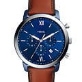 Fossil Fossil FB-02  FS5791  FS5791 кварцевые мужские часы синий циферблат, браслет кожаный — вид спереди