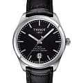 Tissot Tissot PR 100 COSC T101.451.16.051.00 PR 100 T1014511605100 кварцевые мужские часы черный циферблат, браслет кожаный — вид спереди