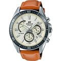 Casio Casio Edifice EFR-552L-7A EFR EFR-552L-7A кварцевые мужские часы бежевый циферблат, браслет кожаный — вид спереди
