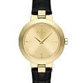 Armani Exchange Armani Exchange Jackie AX5174  AX5174 кварцевые женские часы золотой циферблат, браслет кожаный — вид спереди