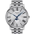 Tissot Tissot Carson Premium Gent Moonphase T122.423.11.033.00 Carson T1224231103300 кварцевые мужские часы  серебристый циферблат, браслет нержавеющая сталь — вид спереди