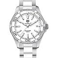 TAG Heuer TAG Heuer Aquaracer WAY131H.BA0914  WAY131H.BA0914 кварцевые женские часы белый циферблат, браслет сталь + керамические вставки — вид спереди