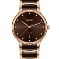 Rado Rado Centrix Diamonds R30023732  R30023732 кварцевые мужские часы коричневый циферблат, браслет высокотехнологичная керамика + нержавеющая сталь с pvd покрытием — вид спереди