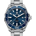 TAG Heuer TAG Heuer Aquaracer WAY101C.BA0746  WAY101C.BA0746 кварцевые мужские часы синий циферблат, браслет нержавеющая сталь — вид спереди