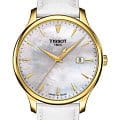 Tissot Tissot Tradition T063.610.36.116.00 Tradition T0636103611600 кварцевые женские часы  перламутровый циферблат, браслет кожаный — вид спереди