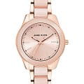 Anne Klein Anne Klein Plastic 3214LPRG  3214LPRG кварцевые женские часы  розовый циферблат, браслет сталь c pvd покрытием + пластик — вид спереди