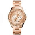 Fossil Fossil Stella  ES3590  ES3590 кварцевые женские часы золотой циферблат, браслет сталь c pvd покрытием — вид спереди