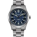 Hamilton Hamilton Khaki Field Titanium Auto H70205140  H70205140 механические мужские часы синий циферблат, браслет титановый — вид спереди