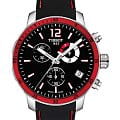 Tissot Tissot Quickste Chronograph Football T095.449.17.057.01 Quickster T0954491705701 кварцевые мужские часы черный циферблат, браслет кожаный — вид спереди