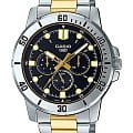 Casio Casio Collection MTP-VD300SG-1EUDF (MTP-VD300SG-1E)  MTP-VD300SG-1E кварцевые мужские часы черный циферблат, браслет нержавеющая сталь с ip-покрытием — вид спереди
