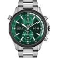 Hugo Boss Hugo Boss Globetrotter HB1513930  HB1513930 кварцевые мужские часы зеленый циферблат, браслет нержавеющая сталь — вид спереди