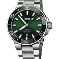 Oris Oris Aquis 01 733 7730 4157-07 8 24 05PEB  01 733 7730 4157-07 8 24 05PEB механические мужские часы зеленый циферблат, браслет нержавеющая сталь — вид спереди