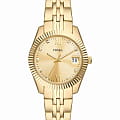 Fossil Fossil Scarlette ES5338  ES5338 кварцевые женские часы золотой циферблат, браслет нержавеющая сталь с ip-покрытием — вид спереди