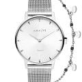 Amalys Amalys Giftboxes AMW-194  AMW-194 кварцевые женские часы белый циферблат, браслет нержавеющая сталь — вид спереди