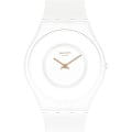 Swatch Swatch Skin Classic Bioceramic SS09W100  SS09W100 кварцевые женские часы белый циферблат, браслет силикон — вид спереди