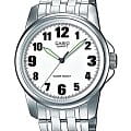 Casio Casio MTP-1260PD-7B  MTP-1260PD-7B кварцевые мужские часы  белый циферблат, браслет нержавеющая сталь — вид спереди
