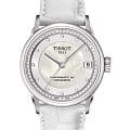 Tissot Tissot T-Classic Luxury Automatic T086.208.16.116.00  T0862081611600 механические женские часы перламутровый циферблат, браслет кожаный — вид спереди