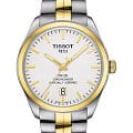 Tissot Tissot PR 100 Powermatic 80 COSC T101.408.22.031.00 PR 100 T1014082203100 механические мужские часы белый циферблат, браслет сталь c pvd покрытием — вид спереди