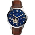 Fossil Fossil Carlie  ME3110  ME3110 механические мужские часы синий циферблат, браслет кожаный — вид спереди