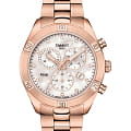 Tissot Tissot PR 100 Sport Chic Cronograph T101.917.33.116.00 PR 100 Sport Chic T1019173311600 кварцевые женские часы белый циферблат, браслет сталь c pvd покрытием — вид спереди