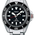 Seiko Seiko Prospex SNE589 - коллекция Solar SNE589 кварцевые мужские часы  черный циферблат, браслет нержавеющая сталь — вид спереди