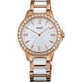 Orient Orient QC11001W (FQC11001W)  FQC11001W автокварц (кинетик) женские часы  перламутровый циферблат, браслет 18-каратное желтое золото — вид спереди